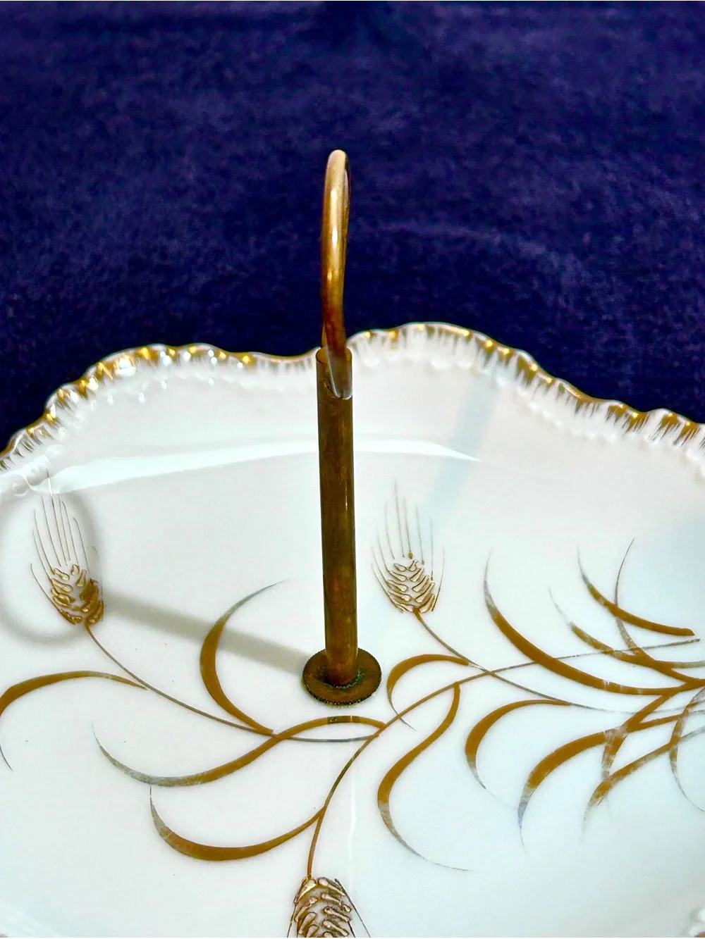 Vtg Lefton Tidbit 22K Gold Wheat Hand Painted Serving Dish Porcelain Tray 6”x6”